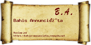 Bahis Annunciáta névjegykártya